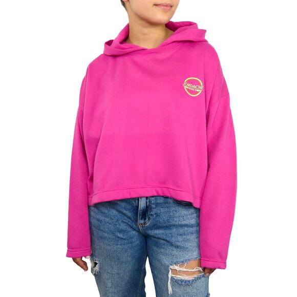 Y2k Vintage Jordache Hot Pink Graphic Hoodie Sweatshirt Large - Picture 1 of 7